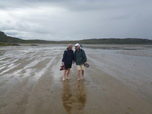 Paddling across to Oransay from Colonsay at low tide with Barbara Gay from New Zealand. Fun!