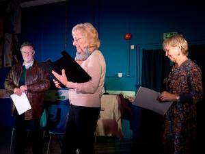 Julie Newman reading at the Vital Spark in Liskeard